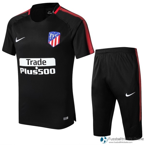 Atlético de Madrid Training Shirts Set Komplett 2017-18 Schwarz Fussballtrikots Günstig